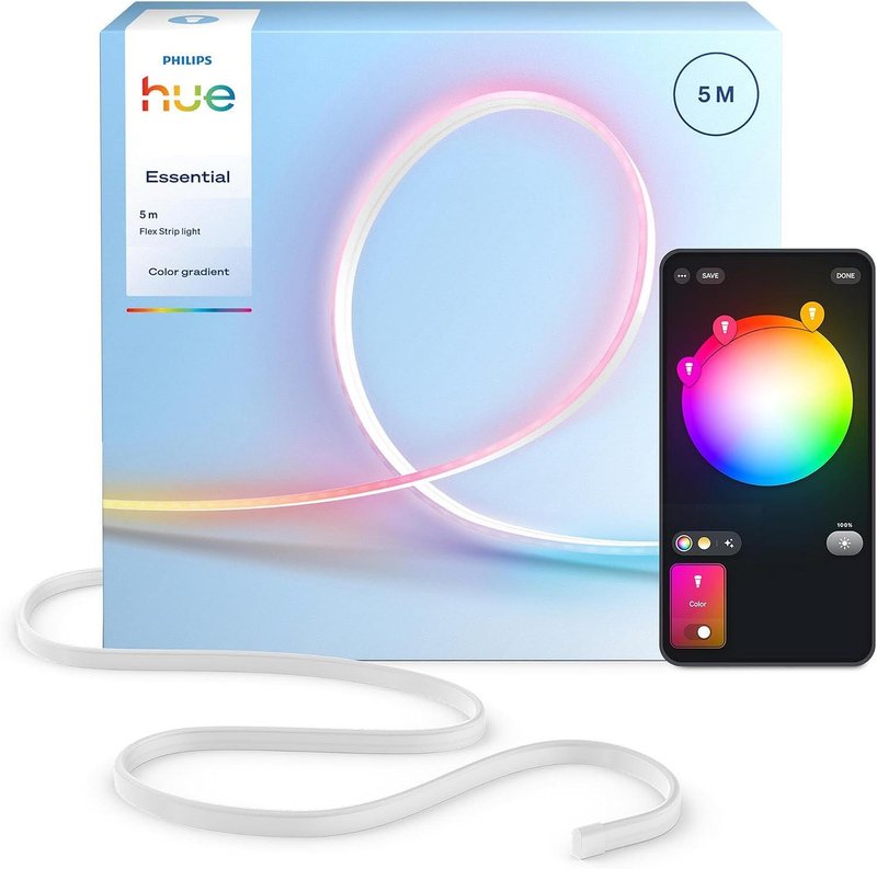 Смарт LED RGBIC димируема лента Philips Hue Essential WACA 5 м, бяла ...